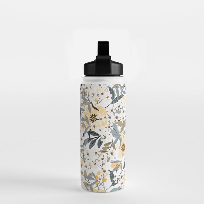 Spring Wildflowers, Floral Prints, Yellow and Gray Water Bottle Gallery Image 2
