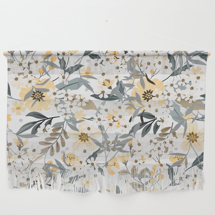 Spring Wildflowers, Floral Prints, Yellow and Gray Wall Hanging Gallery Image 1