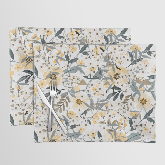 Spring Wildflowers, Floral Prints, Yellow and Gray Placemat Gallery Image 1