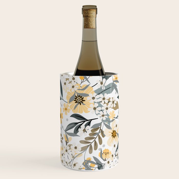 Spring Wildflowers, Floral Prints, Yellow and Gray Wine Chiller Gallery Image 2