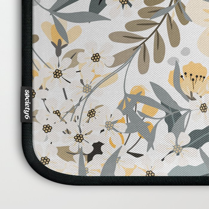 Spring Wildflowers, Floral Prints, Yellow and Gray Laptop Sleeve Gallery Image 3