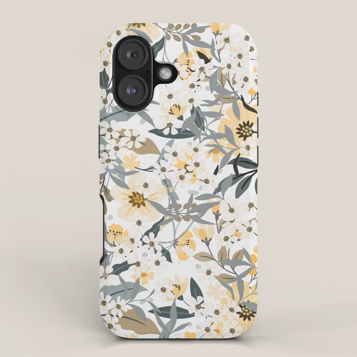 Spring Wildflowers, Floral Prints, Yellow and Gray iPhone Case Gallery Image 1