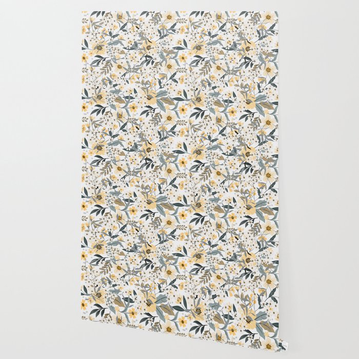 Spring Wildflowers, Floral Prints, Yellow and Gray Wallpaper Gallery Image 2