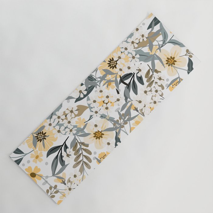 Spring Wildflowers, Floral Prints, Yellow and Gray Yoga Mat Gallery Image 1