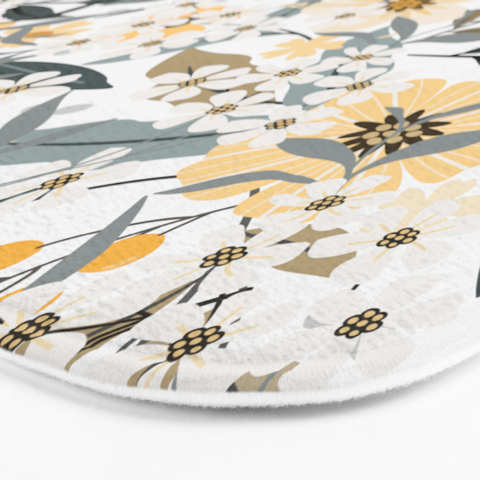Spring Wildflowers, Floral Prints, Yellow and Gray Bath Mat Gallery Image 3