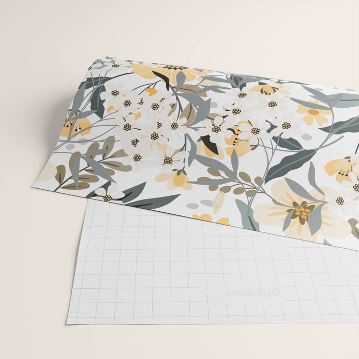 Spring Wildflowers, Floral Prints, Yellow and Gray Wrapping Paper Gallery Image 2