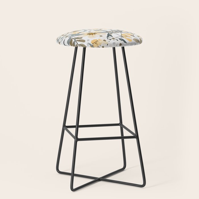 Spring Wildflowers, Floral Prints, Yellow and Gray Stool Gallery Image 1