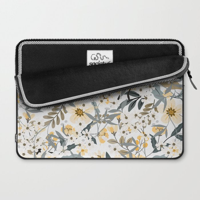 Spring Wildflowers, Floral Prints, Yellow and Gray Laptop Sleeve Gallery Image 2