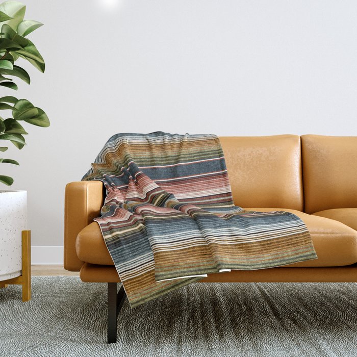 serape southwest stripe - earth tones Throw Blanket Gallery Image 1
