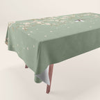 Chinoiserie Sage Green Cherry Blossom Bird Garden Tablecloth Gallery Image 1
