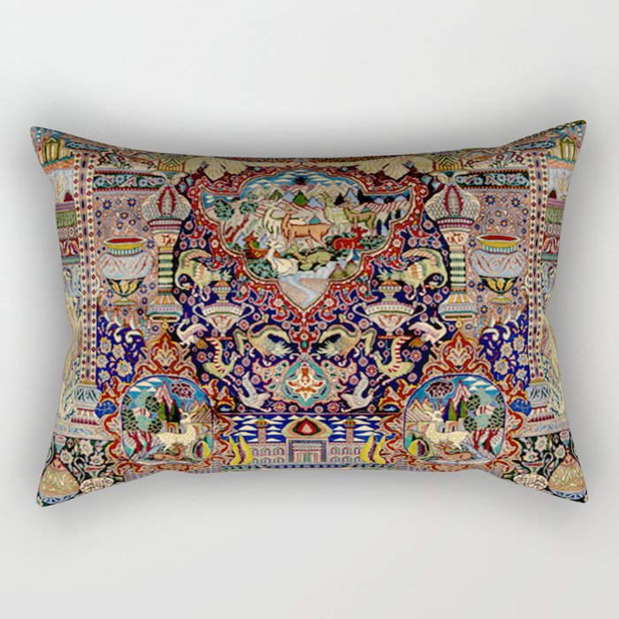 Ornate Antique Persian Kashmar Rectangular Pillow Gallery Image 1