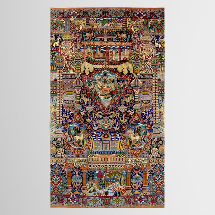 Ornate Antique Persian Kashmar Tablecloth Gallery Image 2