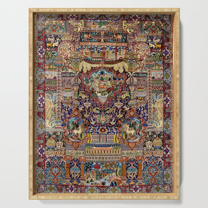 Ornate Antique Persian Kashmar Serving Tray Gallery Image 1