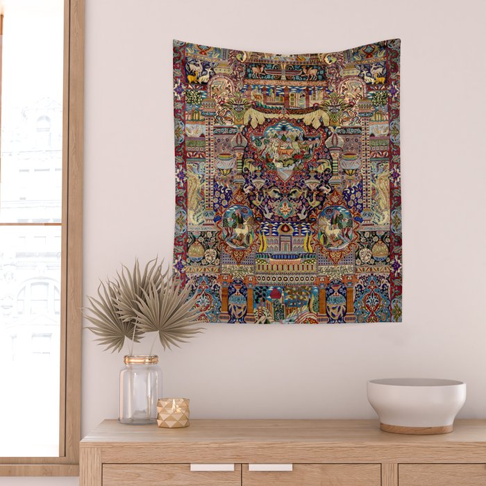 Ornate Antique Persian Kashmar Wall Tapestry Gallery Image 2
