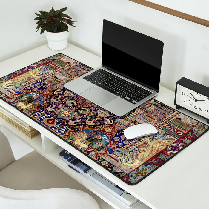 Ornate Antique Persian Kashmar Desk Mat Gallery Image 2