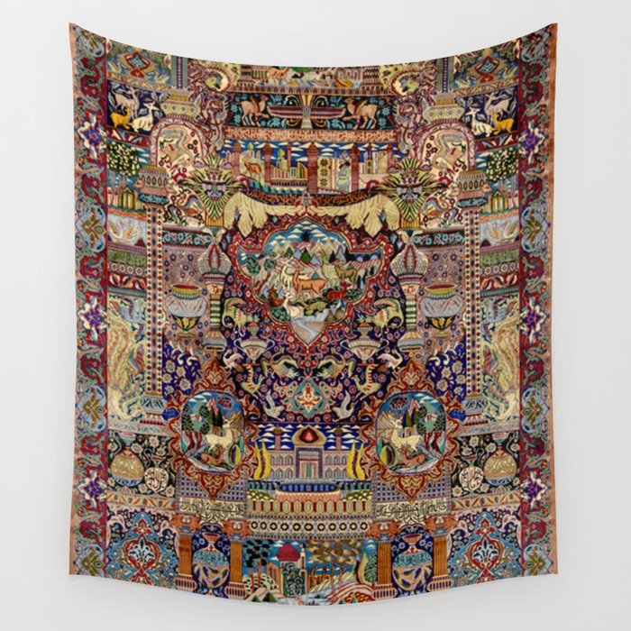 Ornate Antique Persian Kashmar Wall Tapestry Gallery Image 1