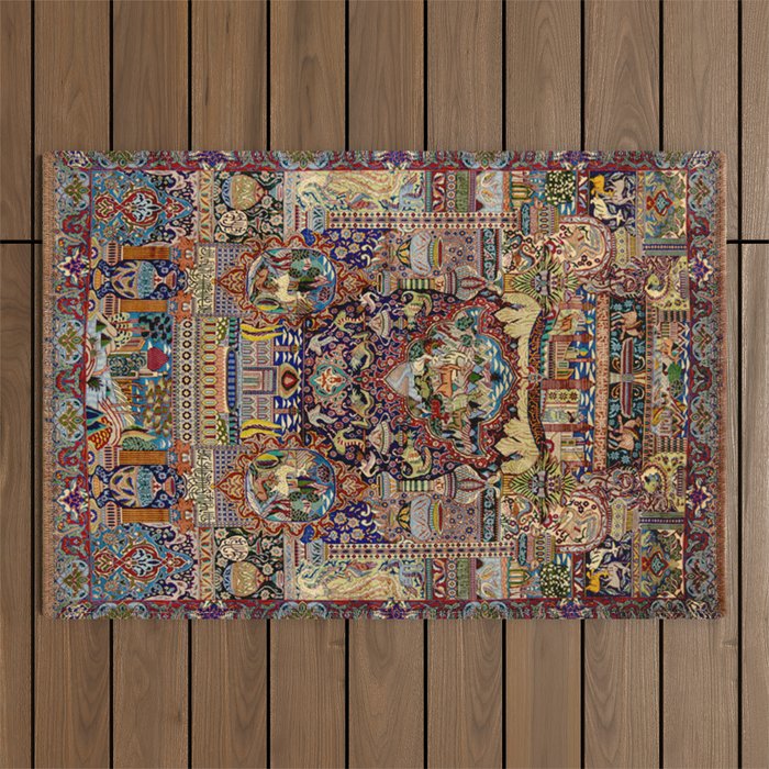 Ornate Antique Persian Kashmar Outdoor Rug Gallery Image 1