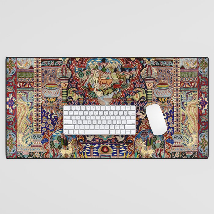 Ornate Antique Persian Kashmar Desk Mat Gallery Image 1