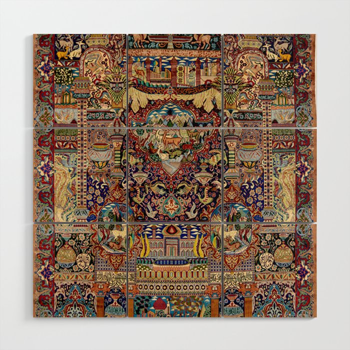 Ornate Antique Persian Kashmar Wood Wall Art Gallery Image 1
