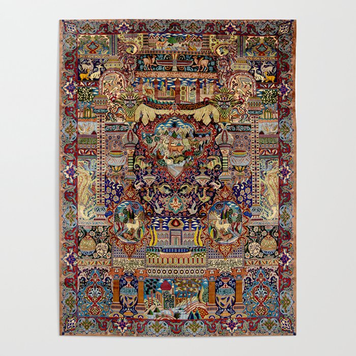 Ornate Antique Persian Kashmar Poster Gallery Image 1