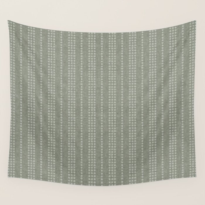 irregular striped dots - sage Wall Tapestry Gallery Image 1