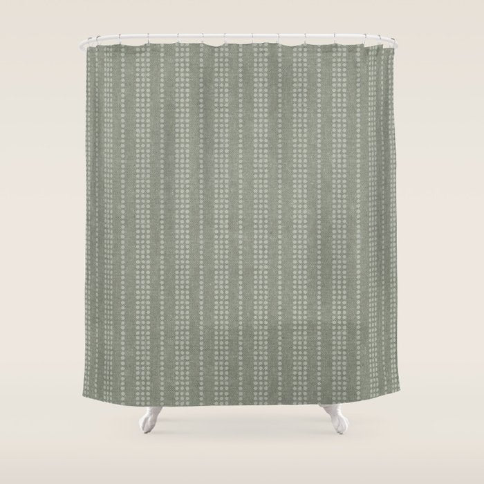 irregular striped dots - sage Shower Curtain Gallery Image 1