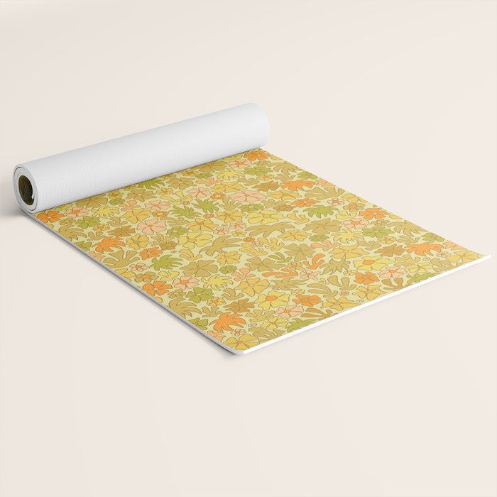 tropical flower power retro 70s pattern by surfy birdy  Yoga Mat Gallery Image 2