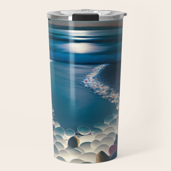 Ocean Moonlight Beach Prints Travel Mug Gallery Image 1