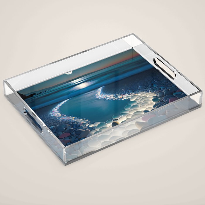 Ocean Moonlight Beach Prints Acrylic Tray Gallery Image 1