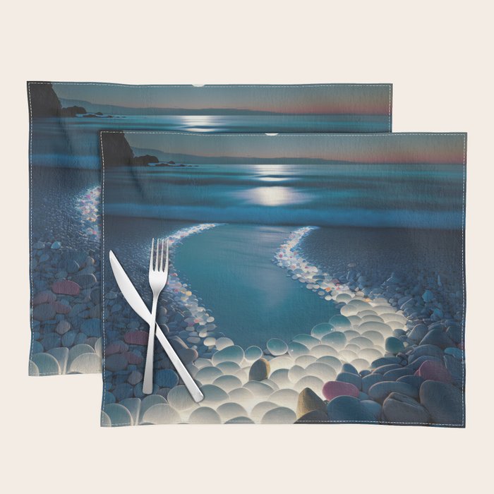 Ocean Moonlight Beach Prints Placemat Gallery Image 1