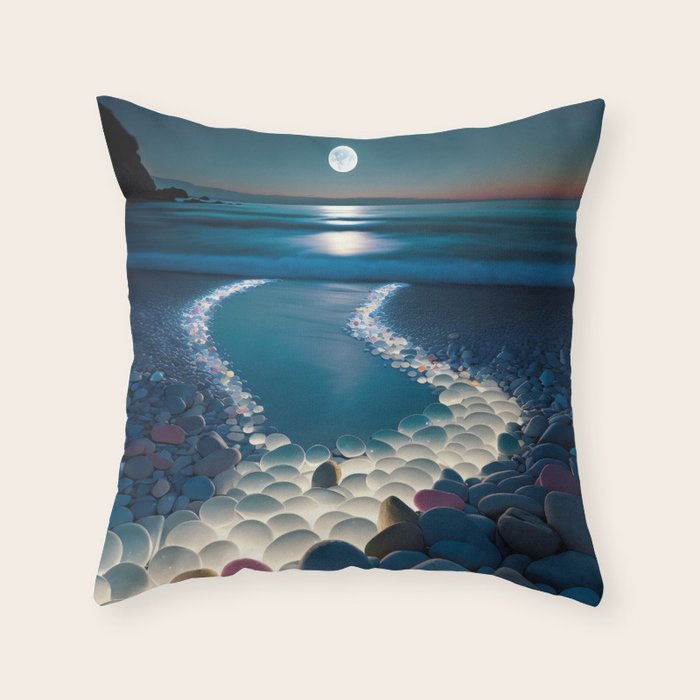 Ocean Moonlight Beach Prints Throw Pillow Gallery Image 6