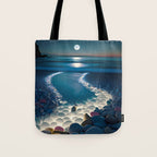Ocean Moonlight Beach Prints Tote Bag Gallery Image 1