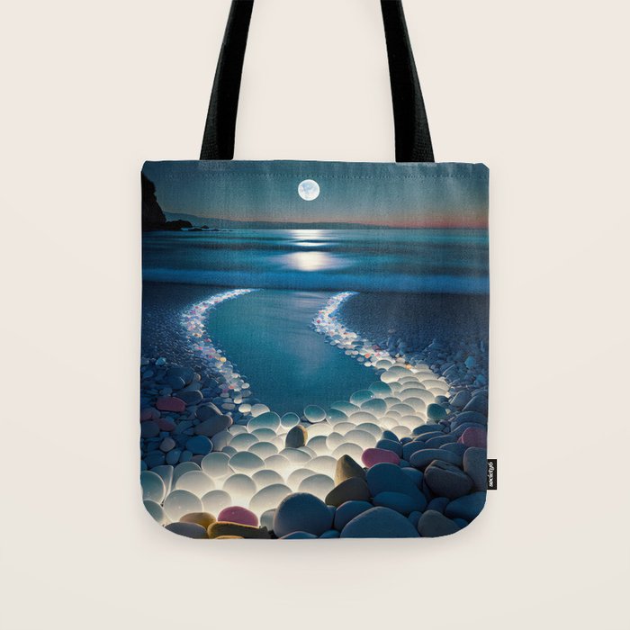 Ocean Moonlight Beach Prints Tote Bag Gallery Image 1