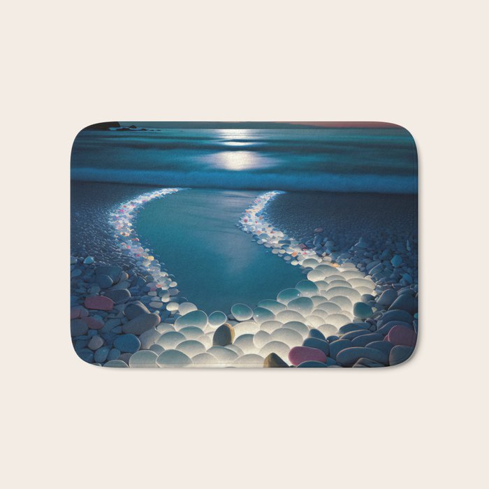 Ocean Moonlight Beach Prints Bath Mat Gallery Image 1
