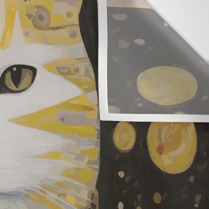 Beautiful Klimt Cat with Pink Nose and Ears Wall Tapestry Gallery Image 3