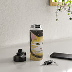 Beautiful Klimt Cat with Pink Nose and Ears Water Bottle Gallery Image 4