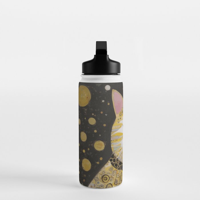 Beautiful Klimt Cat with Pink Nose and Ears Water Bottle Gallery Image 3