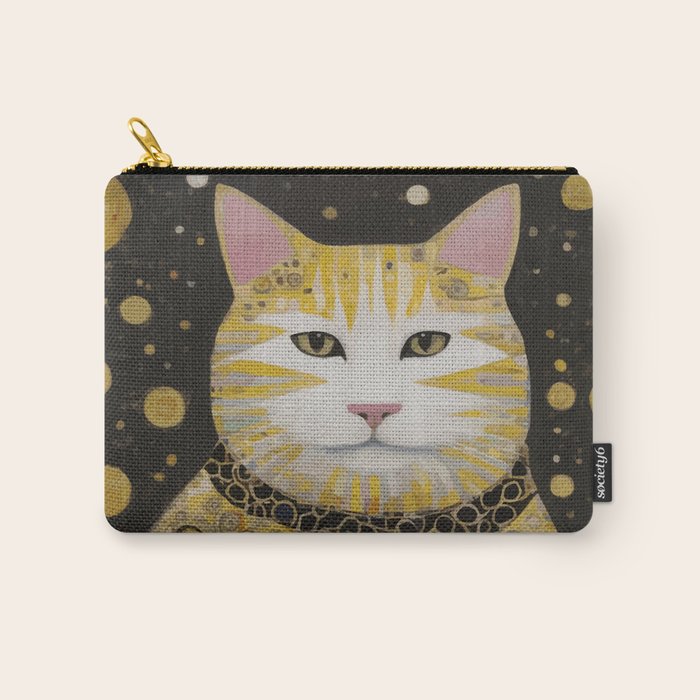 Beautiful Klimt Cat with Pink Nose and Ears Carry All Pouch Gallery Image 1
