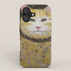 Beautiful Klimt Cat with Pink Nose and Ears iPhone Case Gallery Image 1