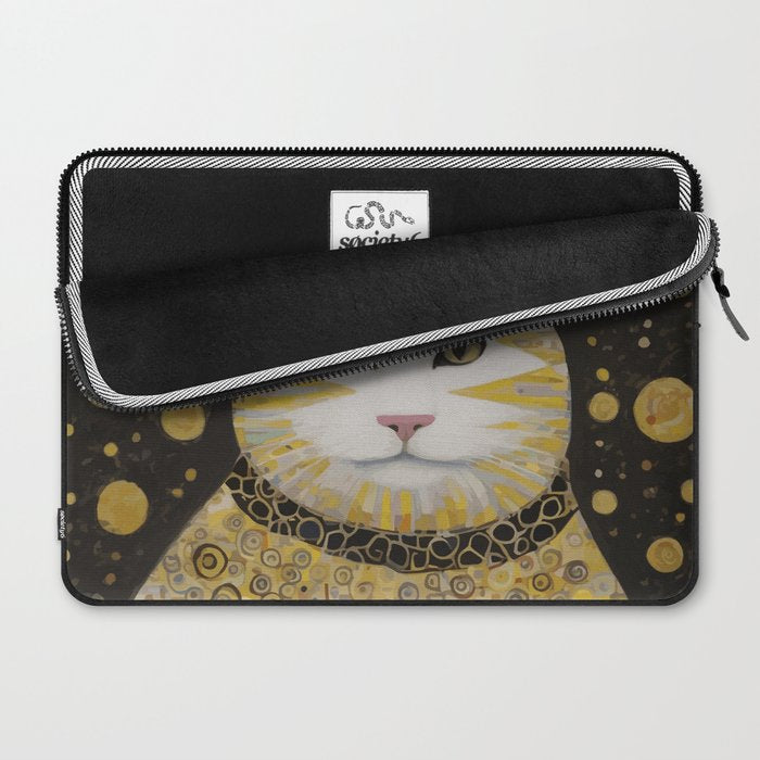 Beautiful Klimt Cat with Pink Nose and Ears Laptop Sleeve Gallery Image 2