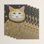 Beautiful Klimt Cat with Pink Nose and Ears Wrapping Paper Gallery Image 3
