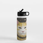 Beautiful Klimt Cat with Pink Nose and Ears Water Bottle Gallery Image 1