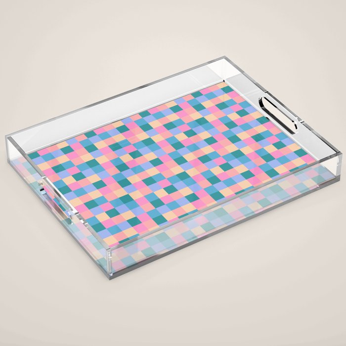 Bold Retro Checks Pattern - Small XXXI Acrylic Tray Gallery Image 1