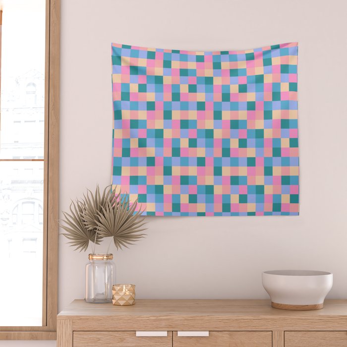 Bold Retro Checks Pattern - Small XXXI Wall Tapestry Gallery Image 2