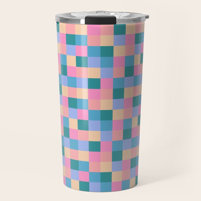 Bold Retro Checks Pattern - Small XXXI Travel Mug Gallery Image 1