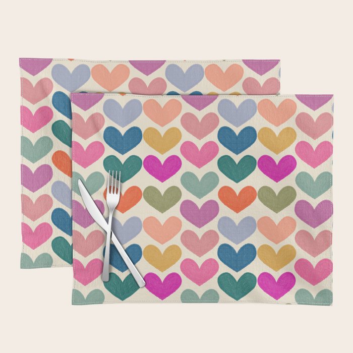 Colorful Heart Pattern  Placemat Gallery Image 1