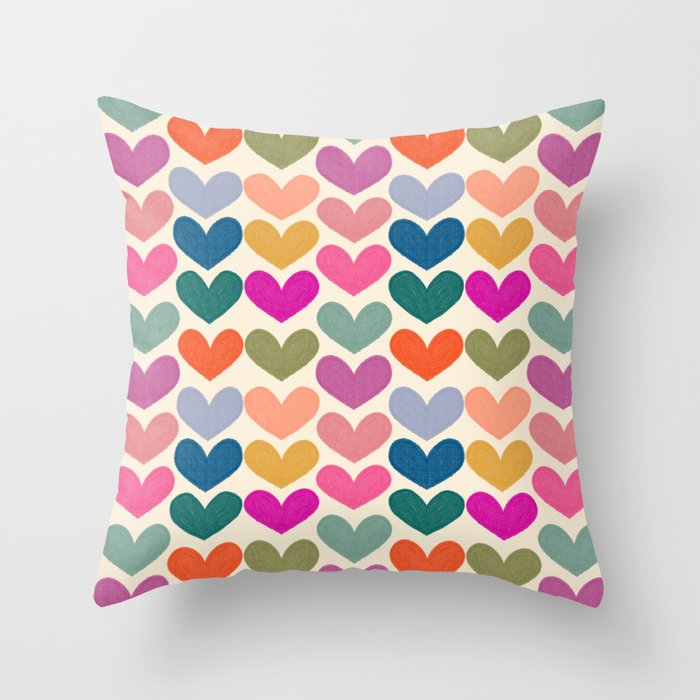 Colorful Heart Pattern  Throw Pillow Gallery Image 6