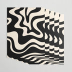Retro Liquid Swirl Abstract Pattern 3 in Black and Almond Cream Wrapping Paper Gallery Image 3