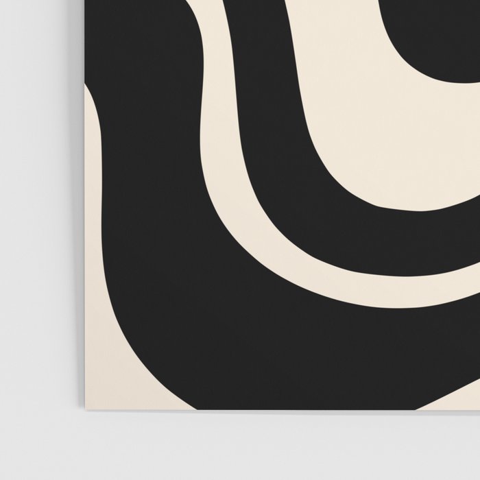 Retro Liquid Swirl Abstract Pattern 3 in Black and Almond Cream Poster Gallery Image 3