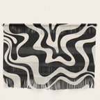 Retro Liquid Swirl Abstract Pattern 3 in Black and Almond Cream Wall Hanging Gallery Image 1